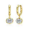 925 Sterling Silver Oval Zircon Moissanite Huggie Hoop Earrings 110100078