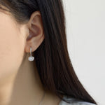 925 Sterling Silver Oval Zircon Moissanite Huggie Hoop Earrings 110100078