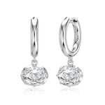 925 Sterling Silver Oval Zircon Moissanite Huggie Hoop Earrings 110100078