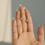 925 Sterling Silver Oval Zircon Moissanite Huggie Hoop Earrings 110100078