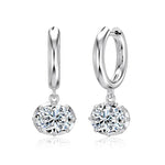 925 Sterling Silver Oval Zircon Moissanite Huggie Hoop Earrings 110100078