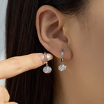 925 Sterling Silver Oval Zircon Moissanite Huggie Hoop Earrings 110100078