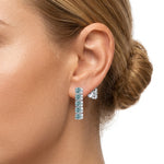 925 Sterling Silver 3ct Teal Blue Moissanite Linear Drop Earrings 110100081