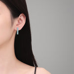 925 Sterling Silver 3ct Teal Blue Moissanite Linear Drop Earrings 110100081
