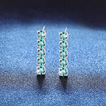 925 Sterling Silver 3ct Teal Blue Moissanite Linear Drop Earrings 110100081