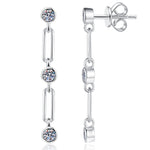 925 Sterling Silver 0.6ct Moissanite Link Chain Drop Earrings 110100082