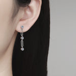 925 Sterling Silver 0.6ct Moissanite Link Chain Drop Earrings 110100082
