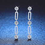 925 Sterling Silver 0.6ct Moissanite Link Chain Drop Earrings 110100082