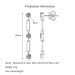 925 Sterling Silver 0.6ct Moissanite Link Chain Drop Earrings 110100082