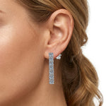 925 Sterling Silver Linear Moissanite Tassel Drop Earrings 110100083