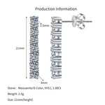 925 Sterling Silver Linear Moissanite Tassel Drop Earrings 110100083