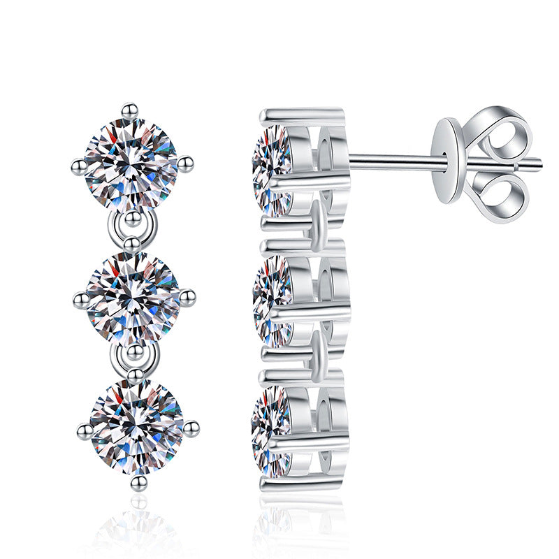 925 Sterling Silver 3ct 8A Zircon Moissanite Tennis Drop Earrings 110100084