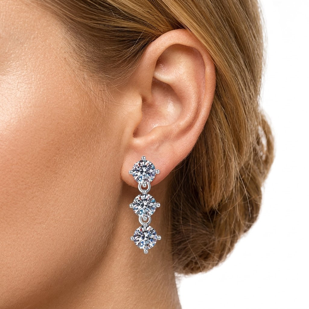 925 Sterling Silver 3ct 8A Zircon Moissanite Tennis Drop Earrings 110100084