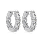 925 Sterling Silver Inside-Out Zircon Moissanite Hoop Earrings 110100085