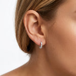 925 Sterling Silver Inside-Out Zircon Moissanite Hoop Earrings 110100085