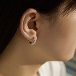 925 Sterling Silver Inside-Out Zircon Moissanite Hoop Earrings 110100085
