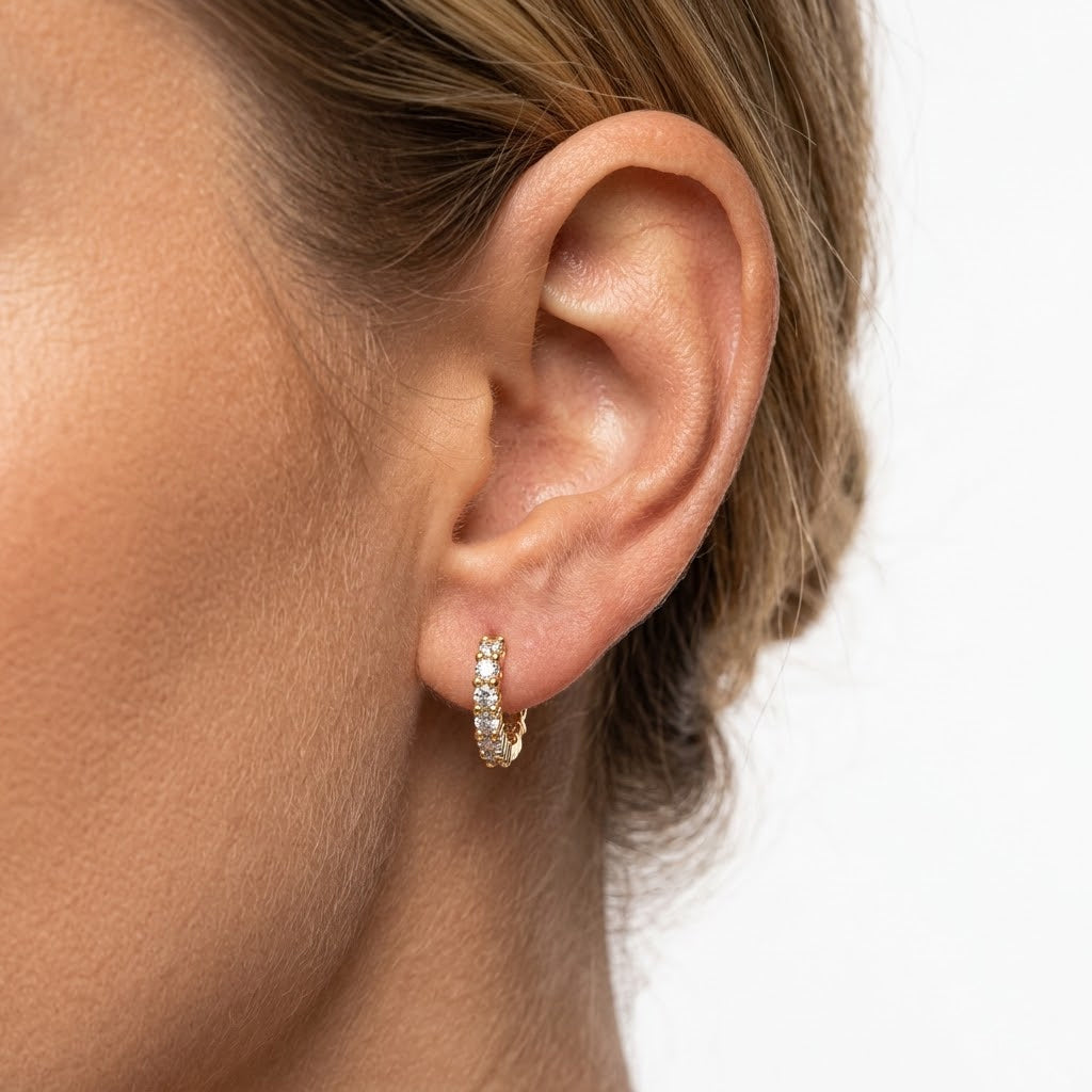 925 Sterling Silver Inside-Out Zircon Moissanite Hoop Earrings 110100085