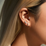 925 Sterling Silver Marquise Moissanite Beaded Cartilage Stud 110100086
