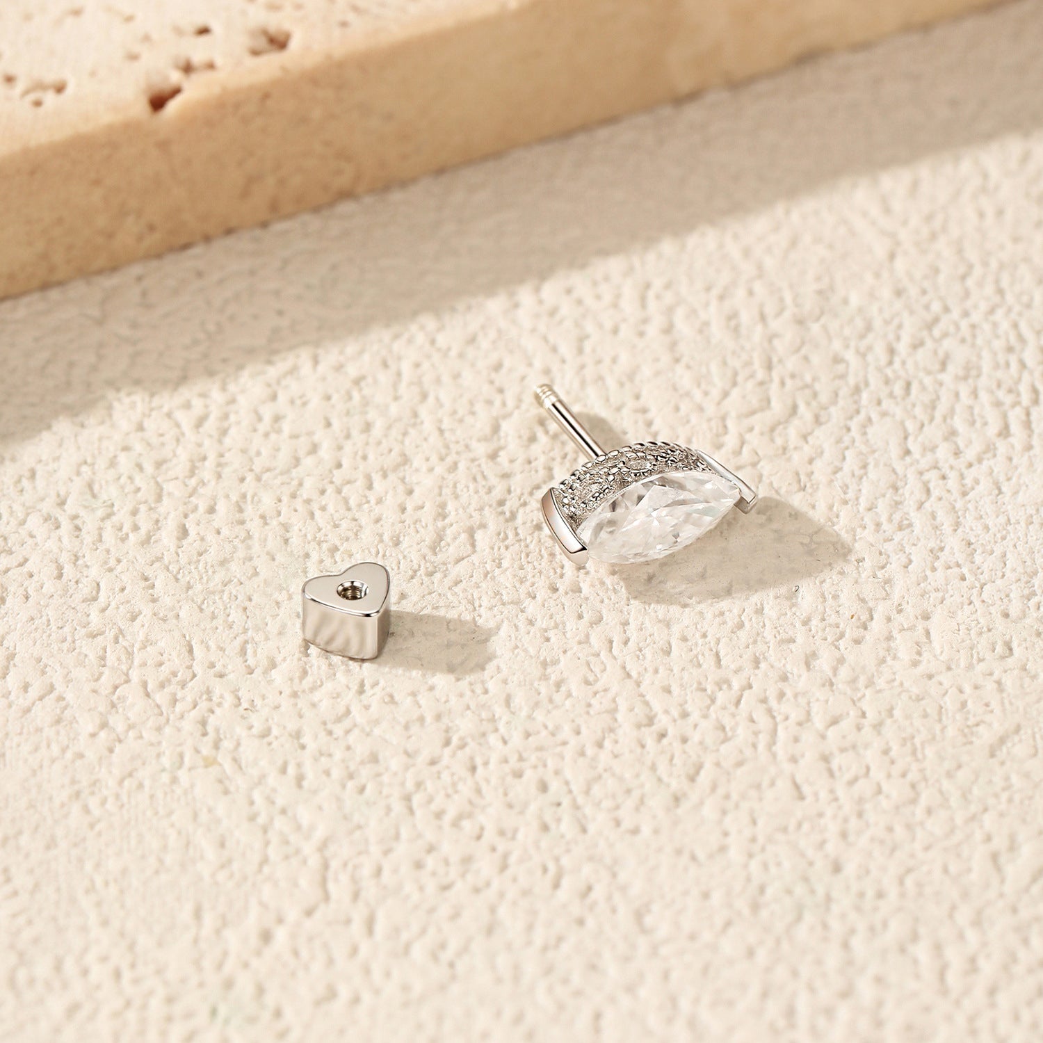 925 Sterling Silver Marquise Moissanite Beaded Cartilage Stud 110100086