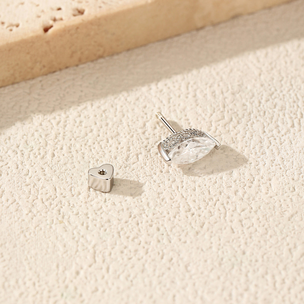 925 Sterling Silver Marquise Moissanite Beaded Cartilage Stud 110100086