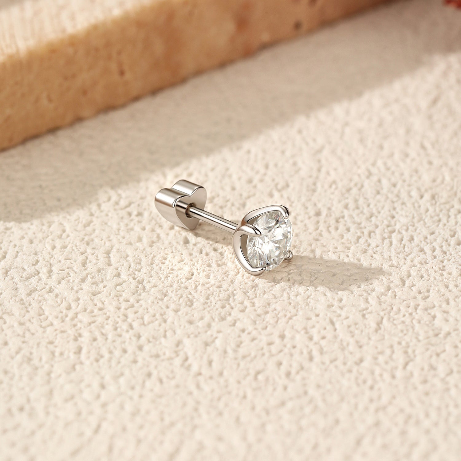 925 Sterling Silver 0.5ct Round Moissanite Cartilage Stud 110100087