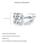 925 Sterling Silver 0.5ct Round Moissanite Cartilage Stud 110100087