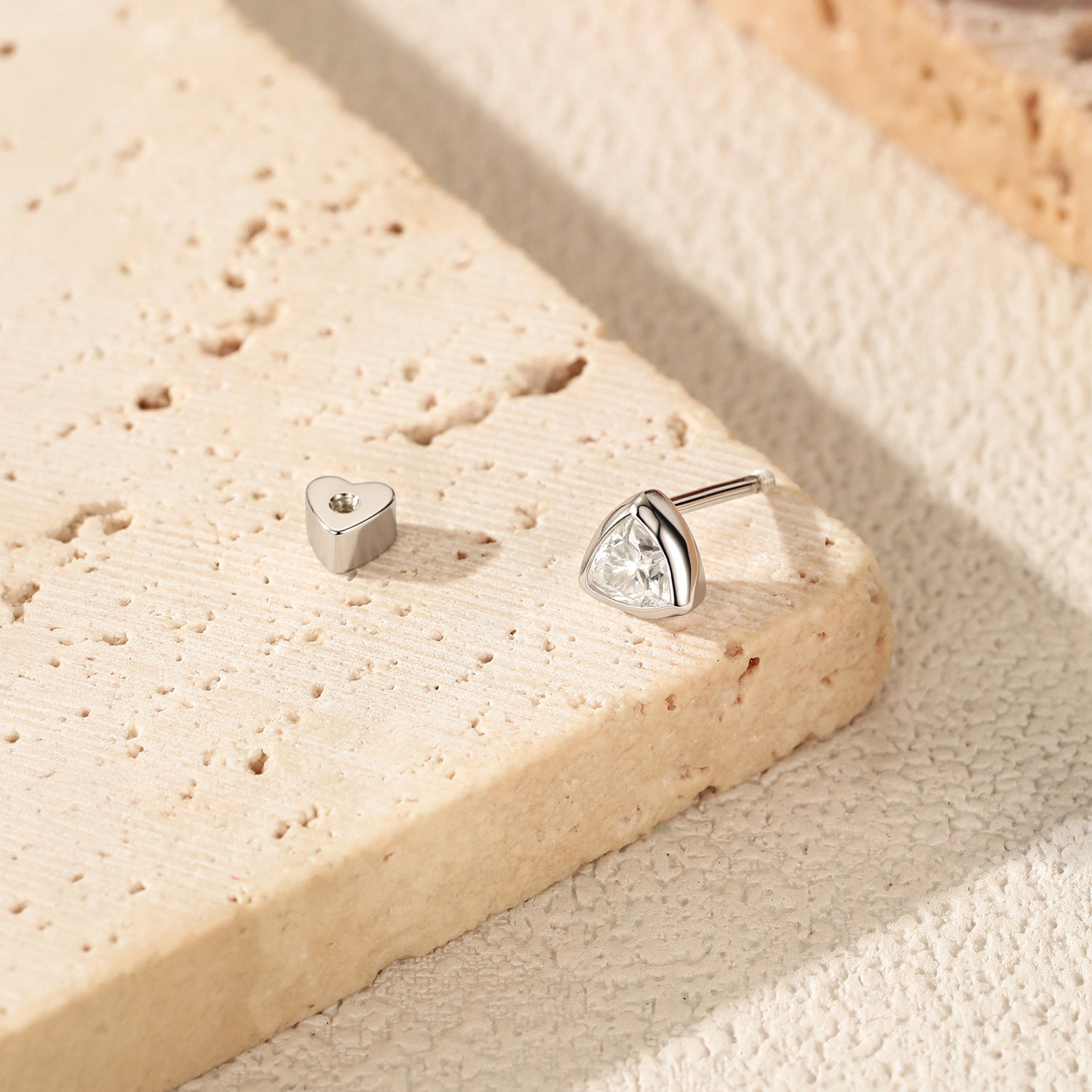 925 Sterling Silver Triangle Cut Moissanite Cartilage Stud 110100088