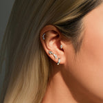 925 Sterling Silver Moissanite Curved Climber Cartilage Stud 110100089