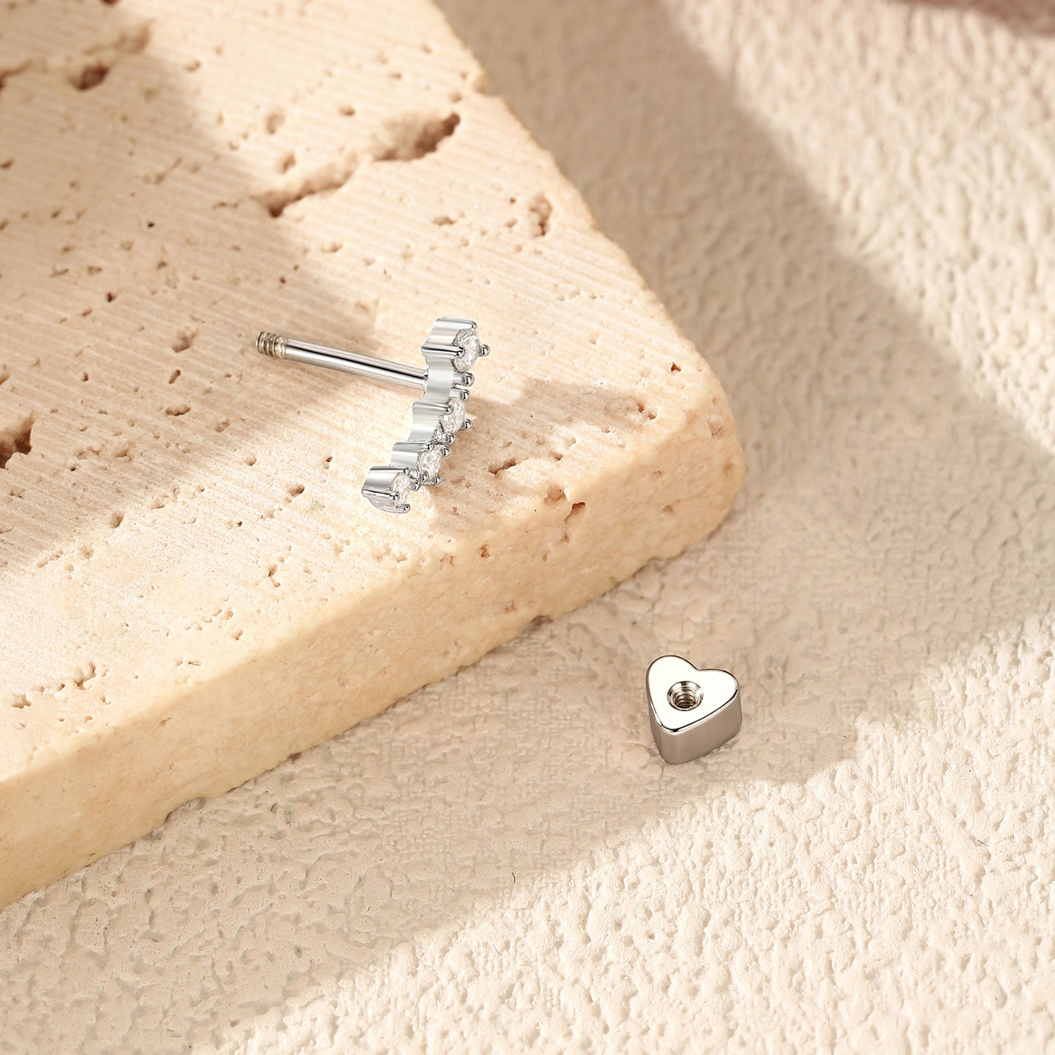 925 Sterling Silver Moissanite Curved Climber Cartilage Stud 110100089