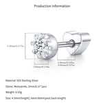 925 Sterling Silver Round Moissanite Cartilage Stud110100090
