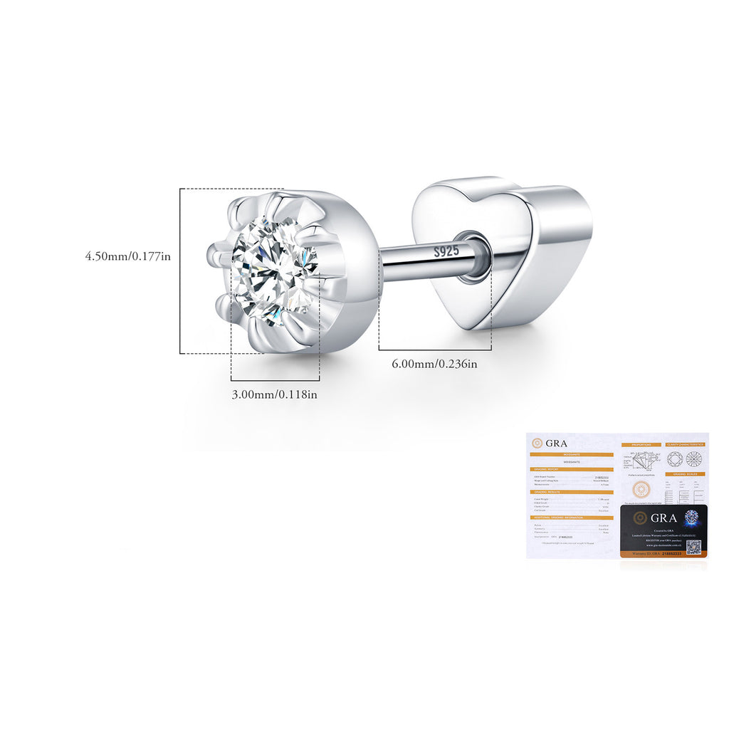 925 Sterling Silver Round Moissanite Cartilage Stud110100090