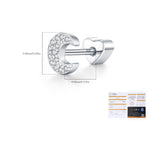 925 Sterling Silver Moissanite Crescent Moon Cartilage Stud 110100091