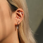 925 Sterling Silver Moissanite Crescent Moon Cartilage Stud 110100091