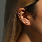 925 Sterling Silver Moissanite Four-Leaf Clover Cartilage Stud 110100092