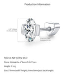 925 Sterling Silver Oval Moissanite Half Bezel Cartilage Stud110100094