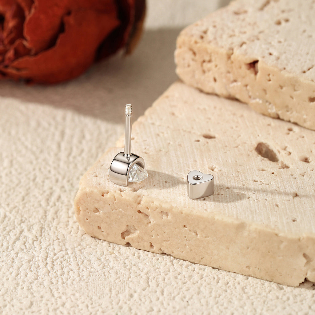 925 Sterling Silver Oval Moissanite Half Bezel Cartilage Stud110100094