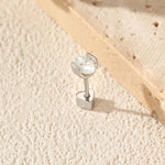 925 Sterling Silver Oval Moissanite Half Bezel Cartilage Stud110100094