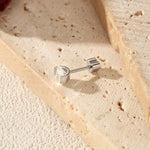 925 Sterling Silver Oval Moissanite Half Bezel Cartilage Stud110100094