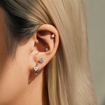 925 Sterling Silver Round Moissanite Cartilage Stud 110100095