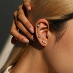 925 Sterling Silver Round Moissanite Cartilage Stud 110100095