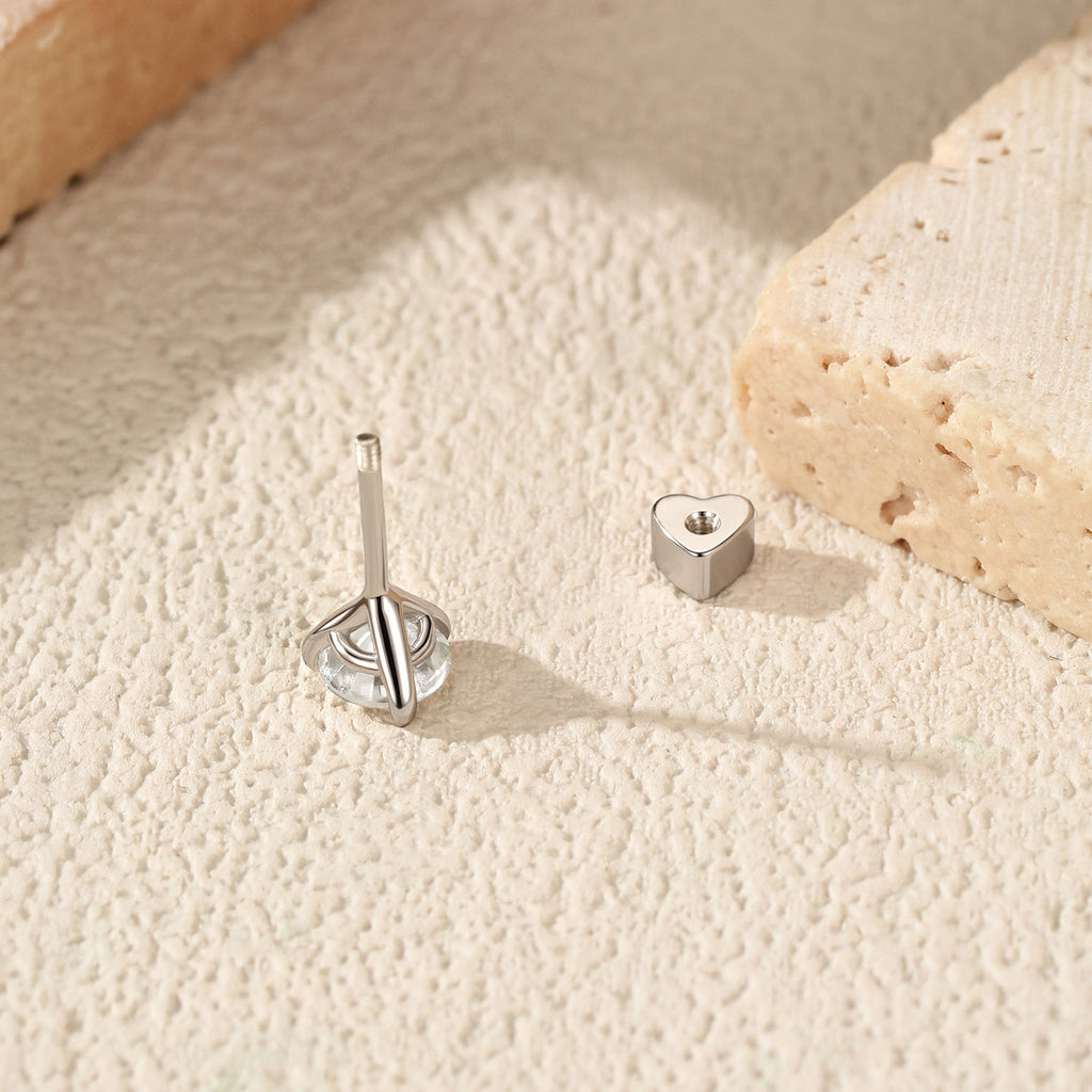 925 Sterling Silver Round Moissanite Cartilage Stud 110100095