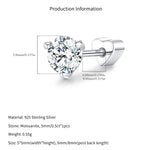 925 Sterling Silver Round Moissanite Cartilage Stud 110100095