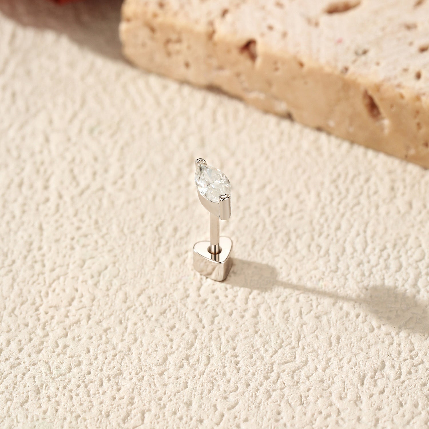 925 Sterling Silver Marquise Cut Moissanite Cartilage Stud 110100096