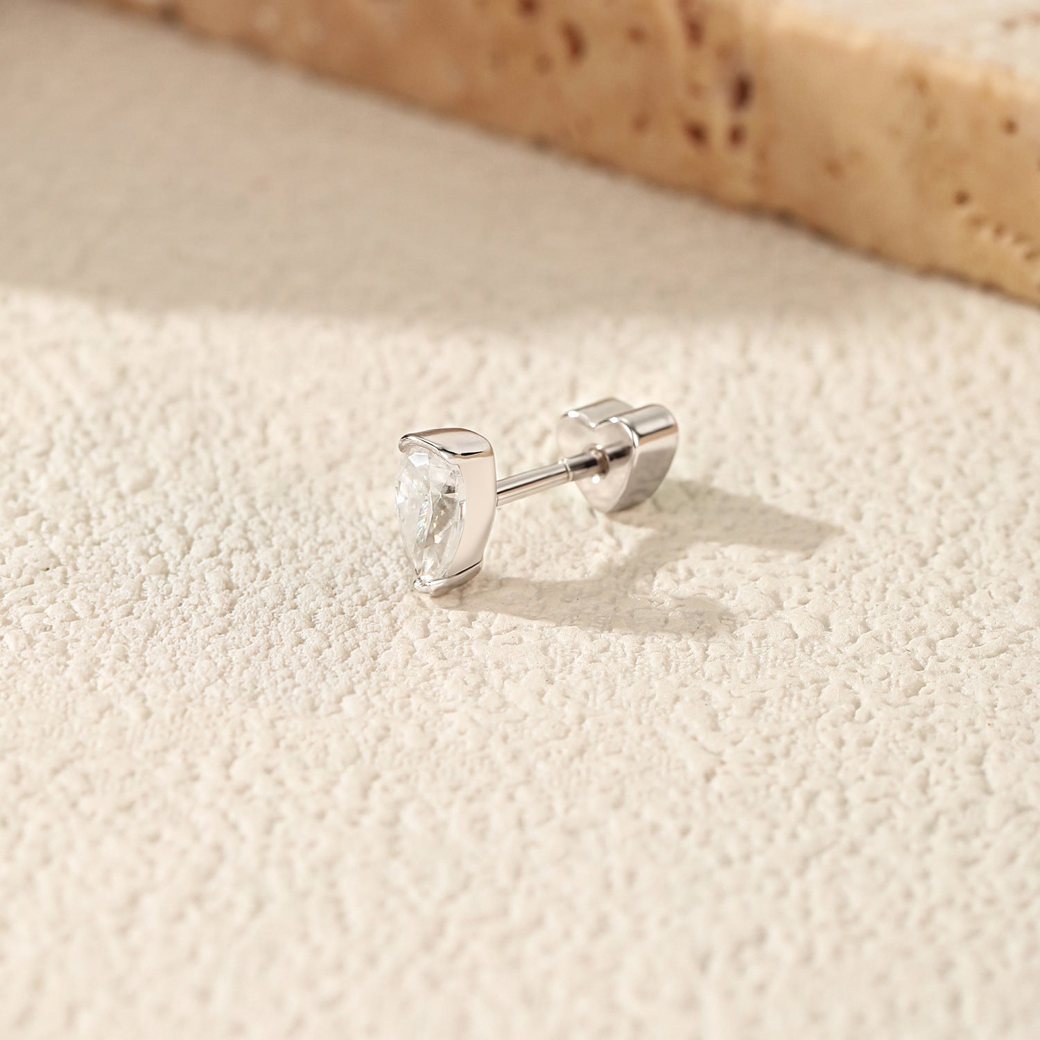 925 Sterling Silver Pear Cut Moissanite Cartilage Stud 110100097