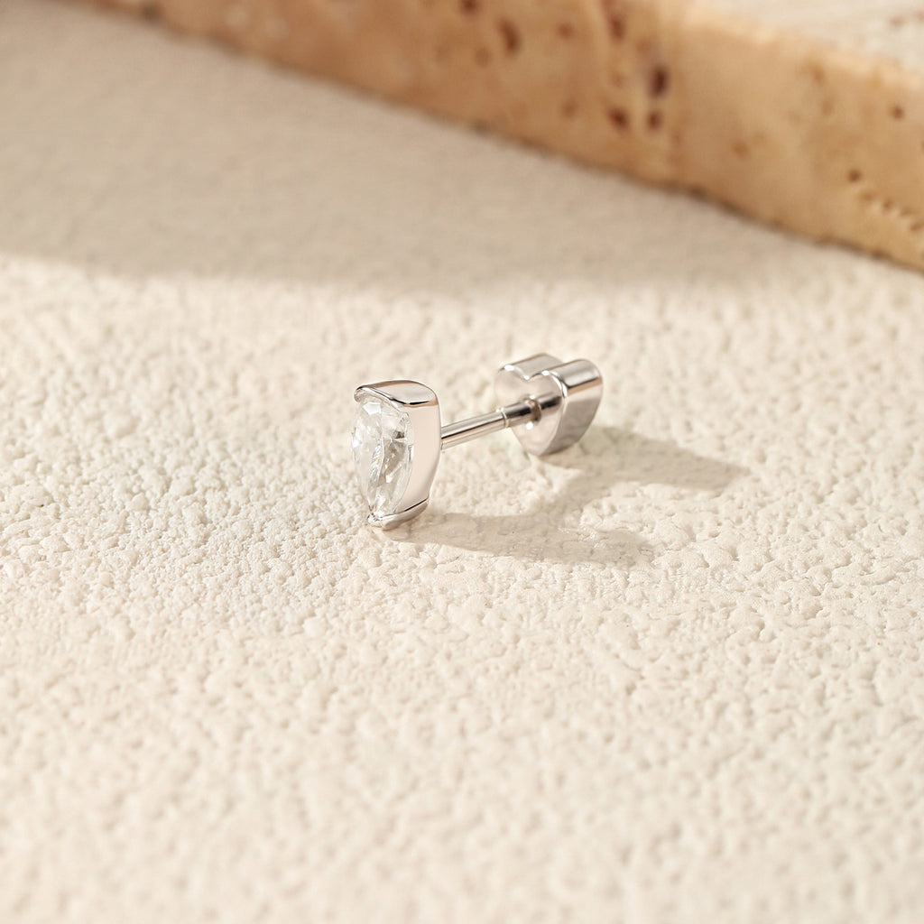 925 Sterling Silver Pear Cut Moissanite Cartilage Stud 110100097