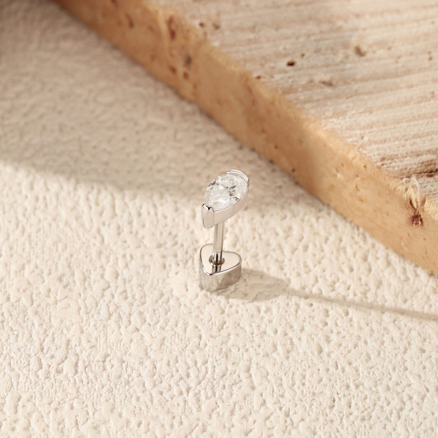 925 Sterling Silver Pear Cut Moissanite Cartilage Stud 110100097