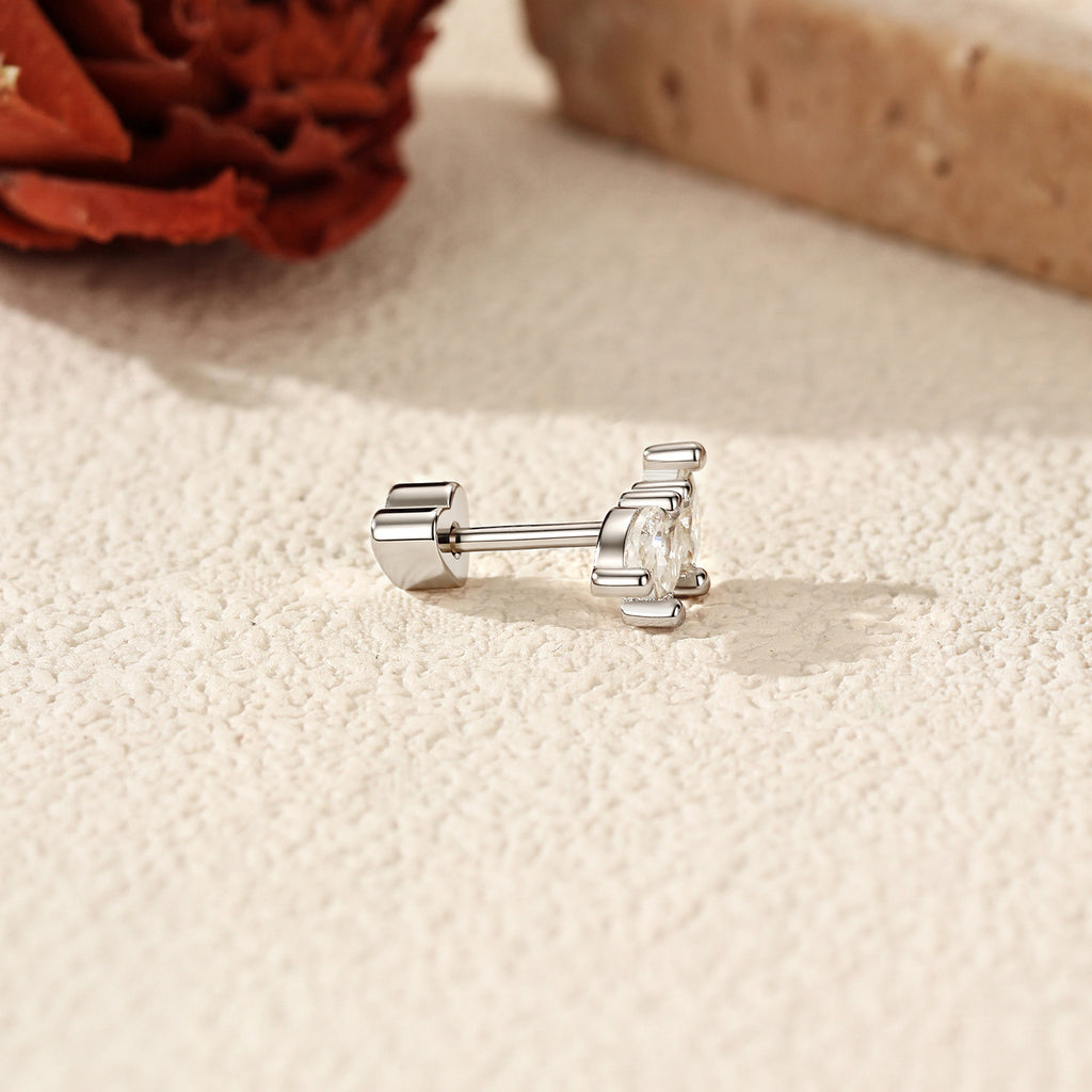 925 Sterling Silver Marquise Moissanite Cluster Cartilage Stud 110100098