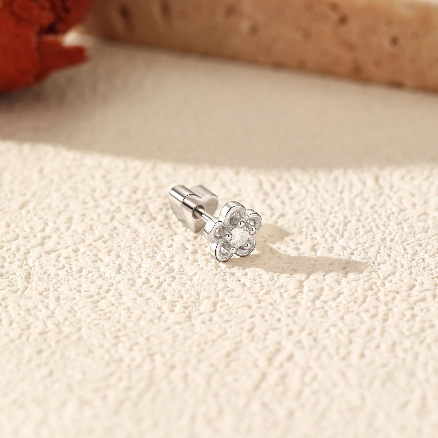 925 Sterling Silver Moissanite Flower Cartilage Stud 110100099