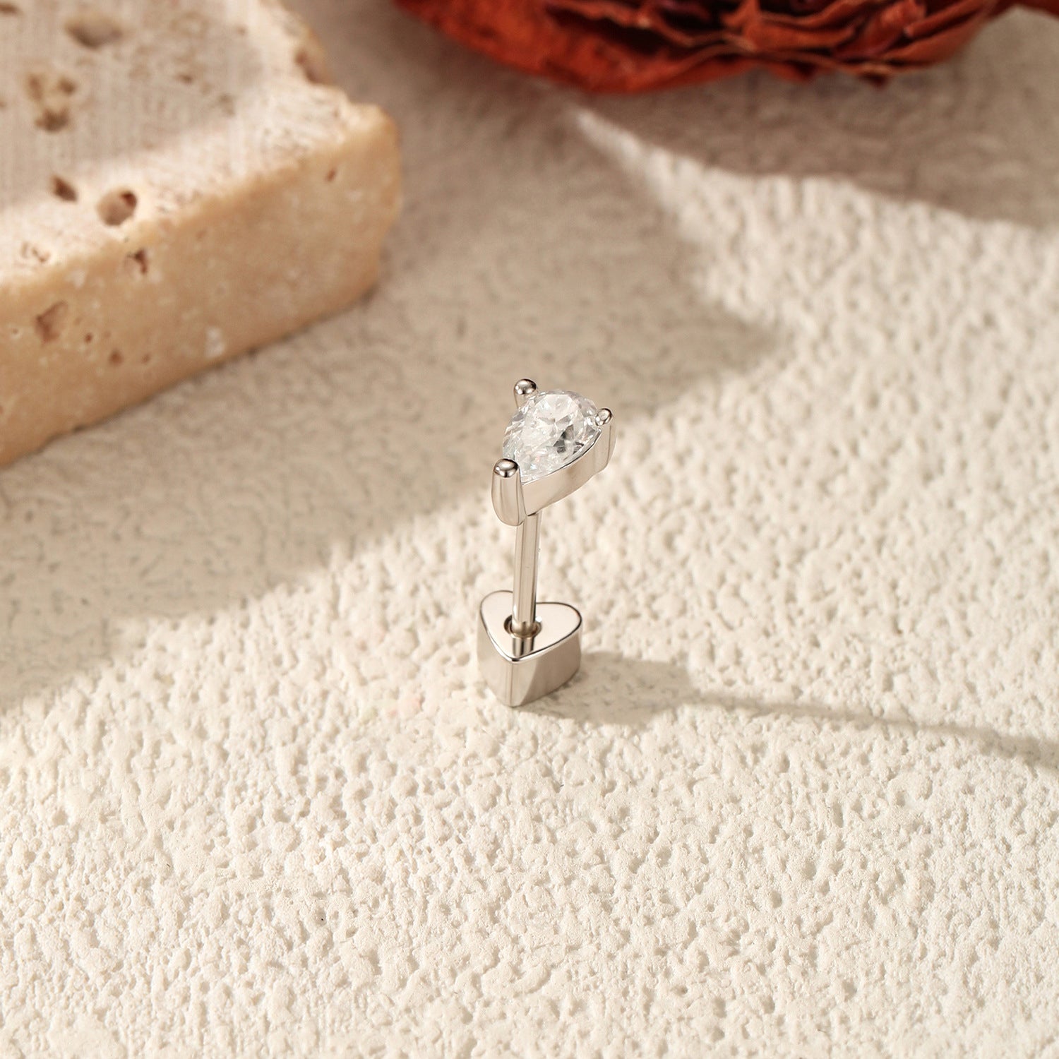 925 Sterling Silver Pear Cut Moissanite Cartilage Stud 110100100