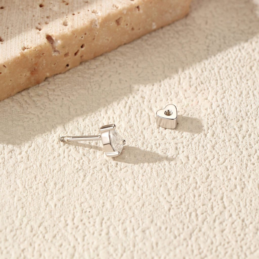 925 Sterling Silver Pear Cut Moissanite Cartilage Stud 110100100